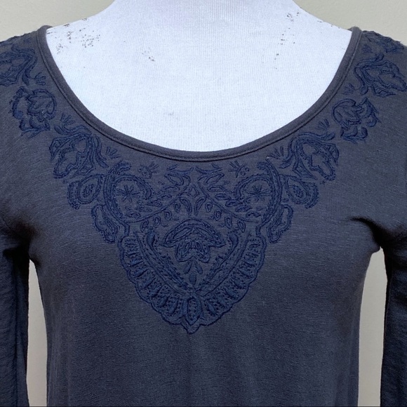 Anthropologie Navy Long Sleeve Saturday Sunday Embroidered Dress Size XS - Picture 2 of 8